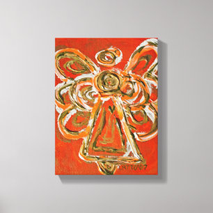 Orange Guardian Angel Art Wrapped Canvas Painting