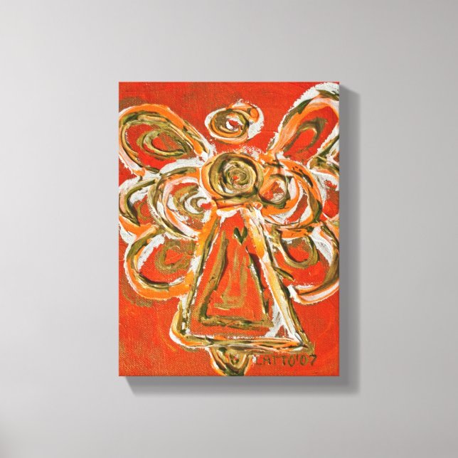 Orange Guardian Angel Art Wrapped Canvas Painting (Framsida)