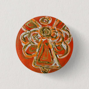 Orange Guardian Angel Button, Pin eller Pendant Knapp
