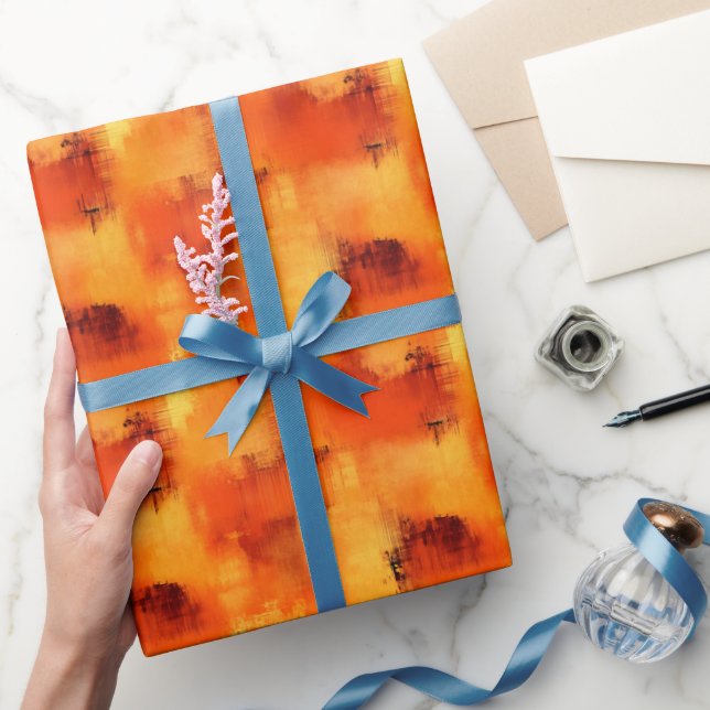 Orange & Gul Abstrakt Målning  Presentpapper (Gifting)