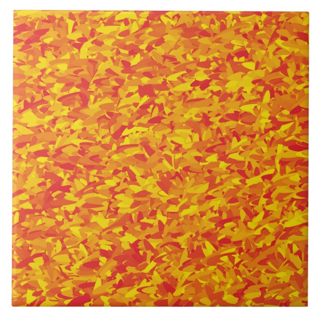 Orange Gul Abstrakt Mönster Kakelplatta (Framsidan)