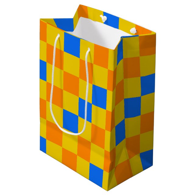 Orange Gul Blå Rutig Mönsterdesign  (Framsidan Vinklad)