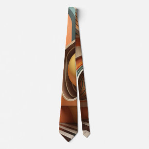 Orange gul brun retro abstrakt modernt mönster slips