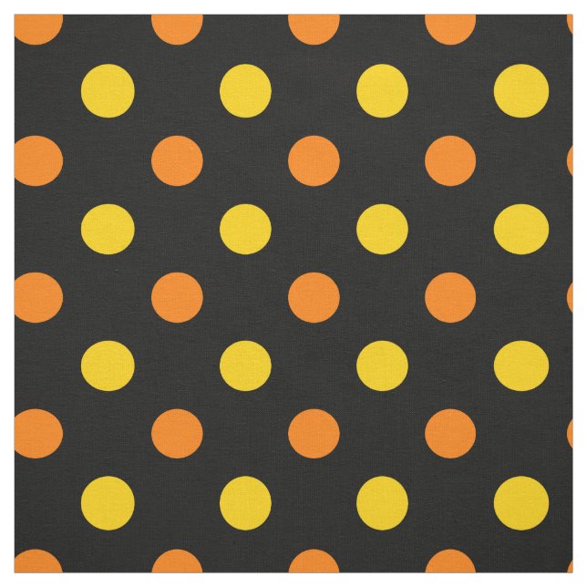 Orange Gul Design Med Svarta Prickar  Tyg (Provkarta)