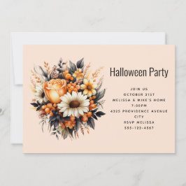 Orange Gul Guld Blomsterbukett Halloweenfest Inbjudningar