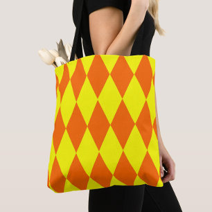 Orange Gul Harlekin Rutig Design Tygkasse