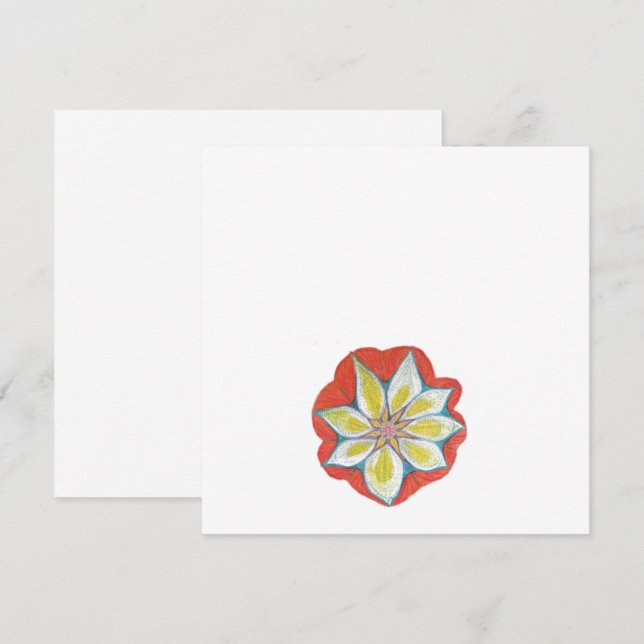 Orange Gul Mandala Standard Inbjudan (Fram/baksida)