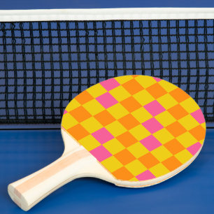 Orange Gul Rosa Rutig Mönsterdesign Pingisracket