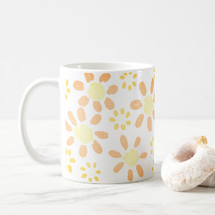 Orange Gul Tusenskönor Blomma Akvarell Mönster Kaffemugg