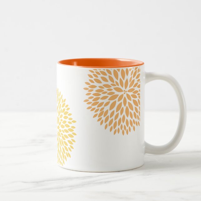 Orange Gula blommor Två-Tonad Mugg (Höger)