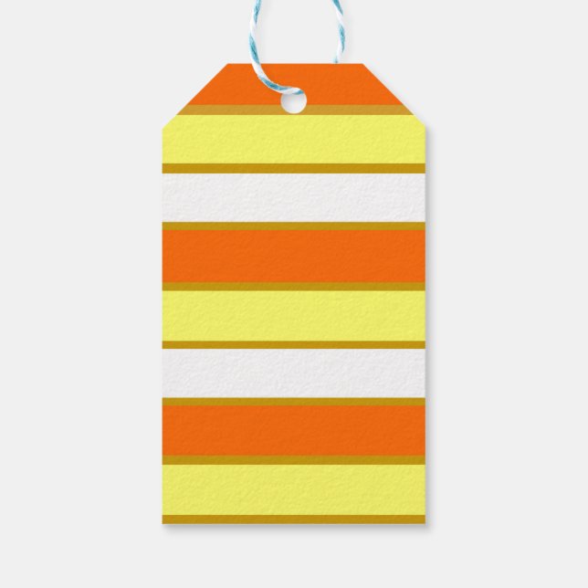 Orange, gula och vita ränder presentetikett (Baksidan)