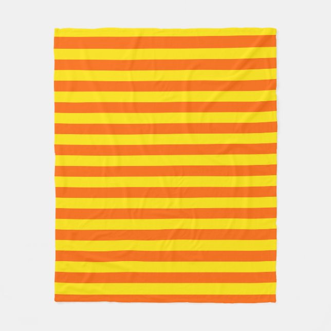 Orange gula randiga design  fleecefilt (Framsidan)