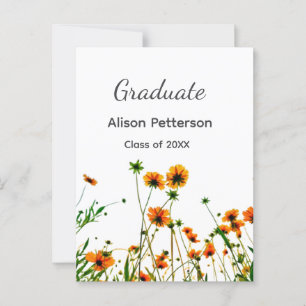 Orange gula vildblommor modern examen rustic vykort