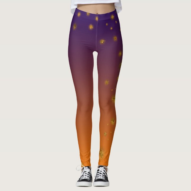 Orange Guld Anpassningsbar Leggings (Framsida)
