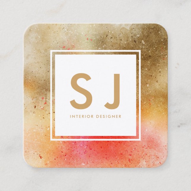 Orange Guld Art Simple Modern Insida Designer Fyrkantigt Visitkort (Framsida)
