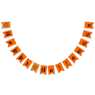 Orange Guld Black Rand Happy halloween Scary Vimplar