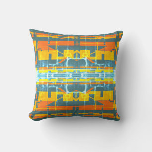 Orange Guld Blue White Patterne Southwest look Kudde