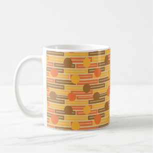 Orange, Guld, bruna rektanglar och cirklar Kaffemugg