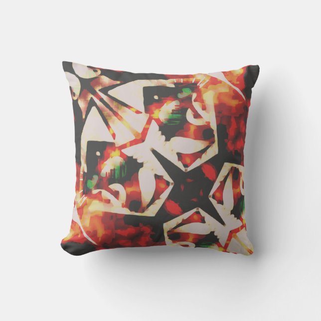 Orange Guld Charcol Beige Diagonal Batik Titta på Kudde (Framsida)