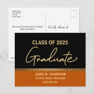Orange Guld College Class of 2025 Student Vykort