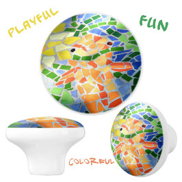 Orange Guld Fisk Ljus Färgrik Mosaik Konst Knopp