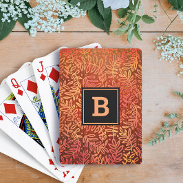 Orange guld foliage löv mönster moderna monogram casinokort