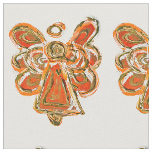 Orange Guld Guardian Angel Art Fabric Material Tyg