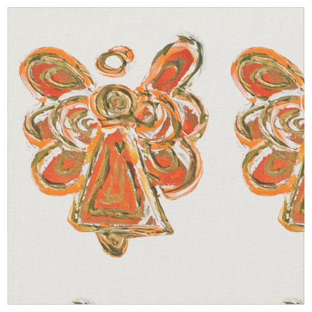 Orange Guld Guardian Angel Art Fabric Material Tyg (Närbild)