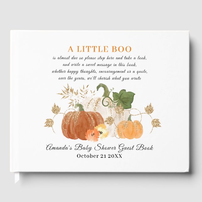 Orange Guld Halloween Fall Baby Shower Guestbook N Gästböcker (Framsida)