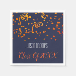 Orange Guld-konfetti på den svarta Studentfesten Pappersservett