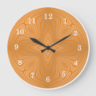 Orange guld- Mandala för stilfull Tangerine Stor Klocka