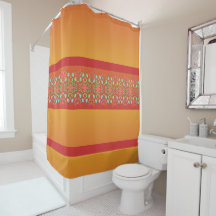 Orange Guld och Red Modern Shower Curtain
