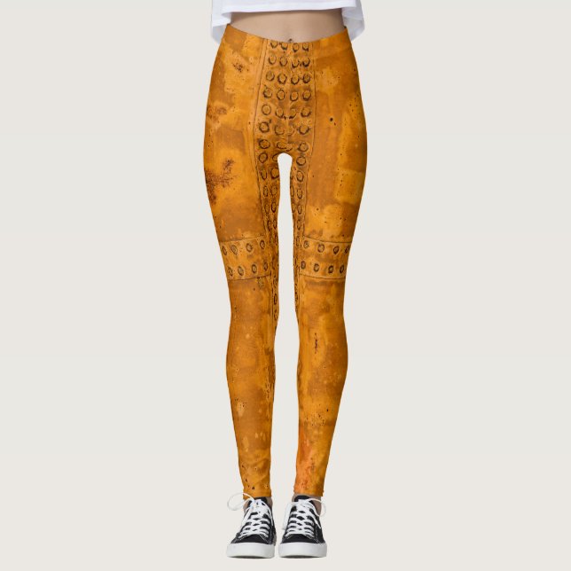 orange guld rostigt gamla metall leggings (Framsida)