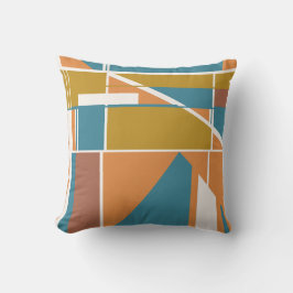 Orange Guld Rustturkos Vit geometrisk motif Kudde