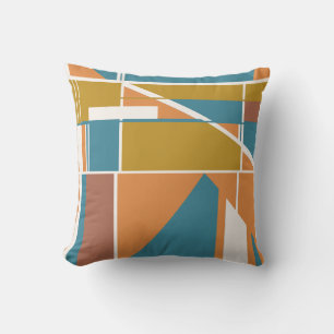 Orange Guld Rustturkos Vit geometrisk motif Kudde