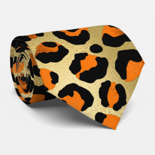 Orange guld svart leopard på chic slips