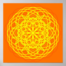 Orange Gult Abstrakt Art Kaleidoscope Poster