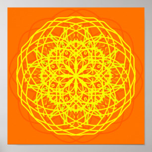 Orange Gult Abstrakt Art Kaleidoscope Poster