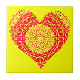 Orange/Gult av glaseffekt vid mosaik (hjärta) Kakelplatta