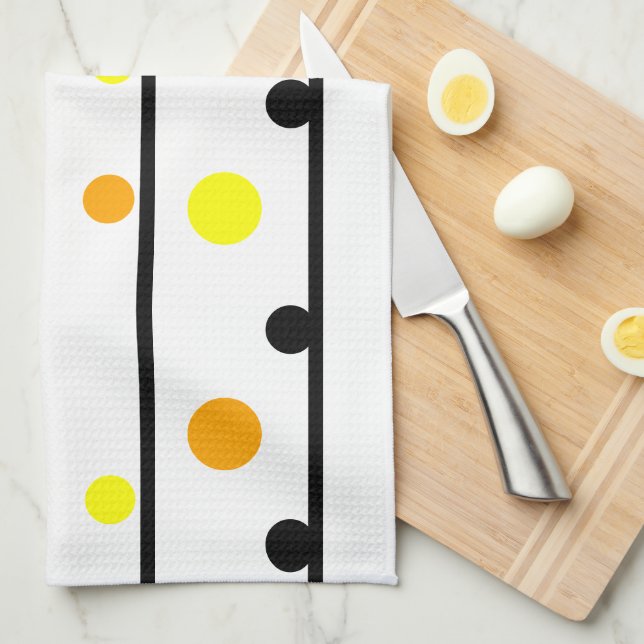 Orange Gult Black Polka dots Kökshandduk (Vikt i Fjärdedel)