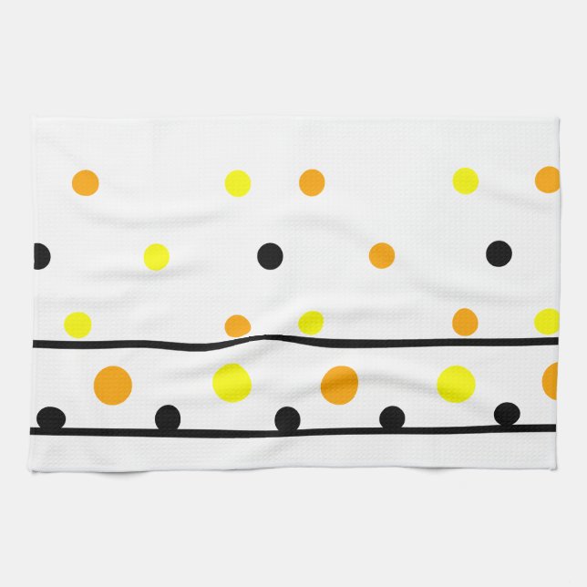 Orange Gult Black Polka dots Kökshandduk (Horisontell)