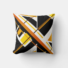Orange Gult Black White Mosaic Diagonal Abstrakt Kudde