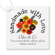 Orange, Gult, blommhandtag gjord med Kärlek Tack