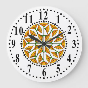 Orange-gult/Blommigt med Lemon-gult 262 väggklocka