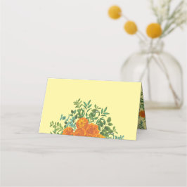 Orange Gult Bröllop Ro Vår Placeringskort