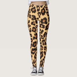 Orange Gult Brown Black Leopard Animal Print Leggings