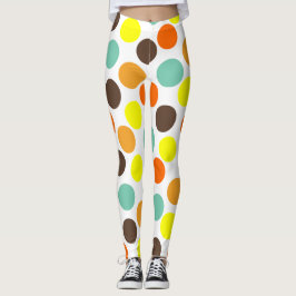 Orange, Gult, brun, blå punkter Leggings