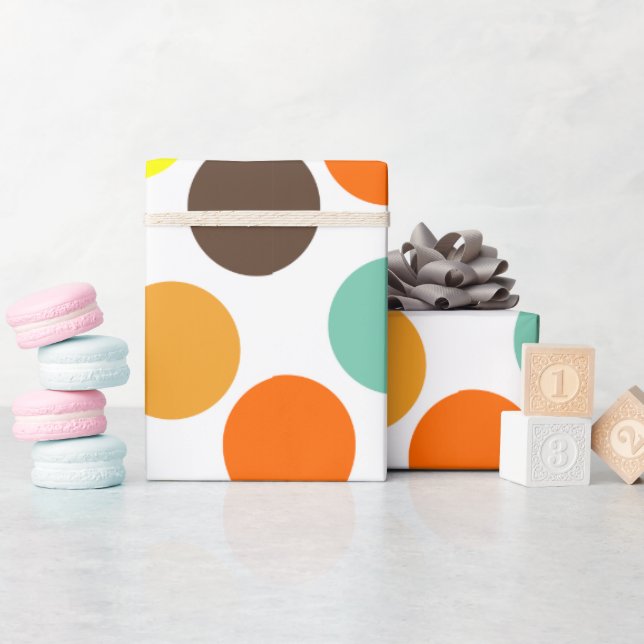 Orange, Gult, brun, blå punkter Presentpapper (Baby Shower)