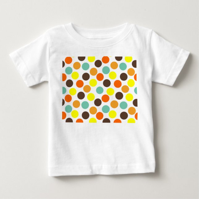 Orange, Gult, brun, blå punkter T Shirt (Framsida)