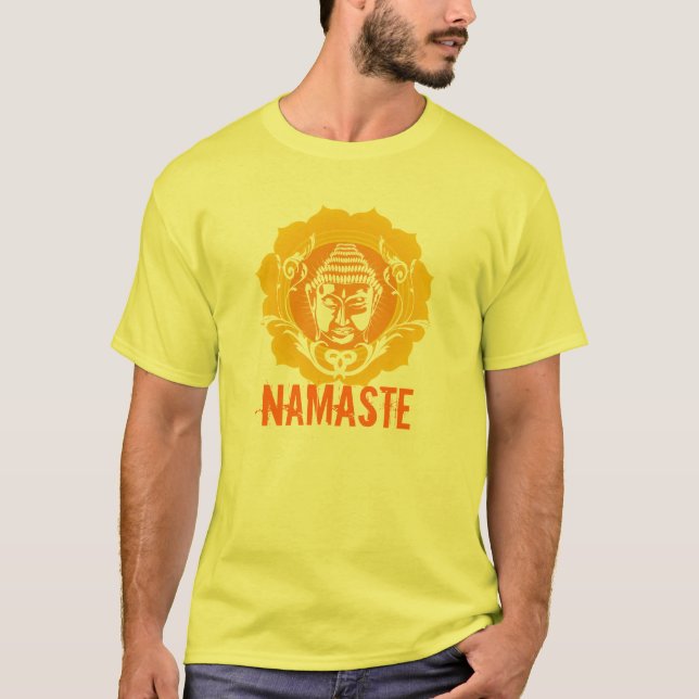 Orange & gult Buddha ansikte T-shirt (Framsida)